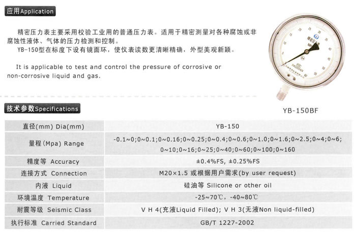 YB精密壓力表系列
